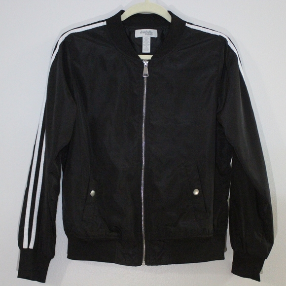 Charlotte Russe Jackets & Blazers - Charlotte Russe Racing Stripe Bomber Jacket